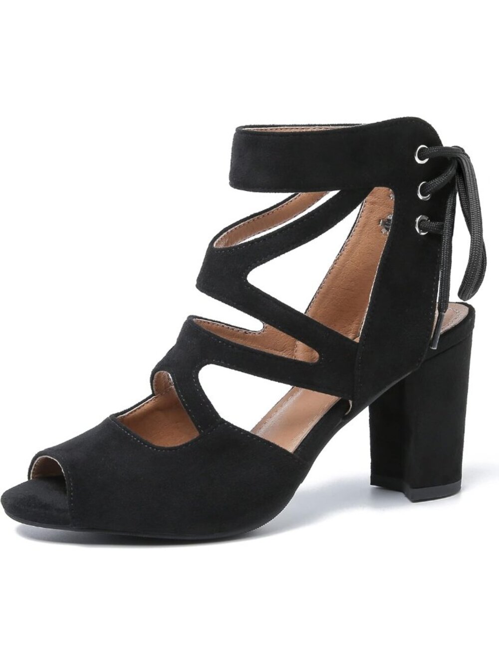 Chic Lace-Up Gladiator Sandals for Women | Block Heel Open Toe Strappy Shoes